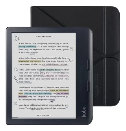 E-reader Kobo Libra Colour Gris 32gb Con Funda Gris Oscuro Gris Oscuro