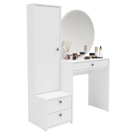 Escritorio Tocador Espejo Cómoda 3 Cajones Puerta Mix Match