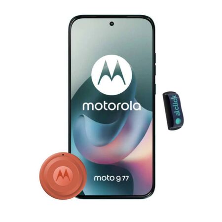 Celular Motorola Moto G77 256/8GB NFC Azul + Localizador Moto TAG 2 GPS Naranja