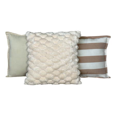 Pack X 3 Almohadones Tusor 40x40 y Peludo 45x45 Nordico cama