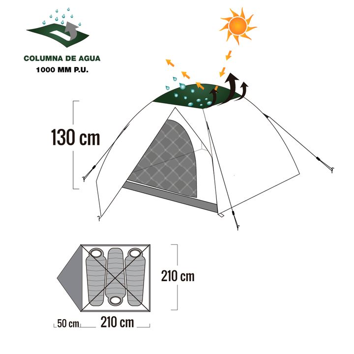 Carpa Iglu Waterdog 2.60 X 2.10 X 1.30 Mts Dome II - Vista 4