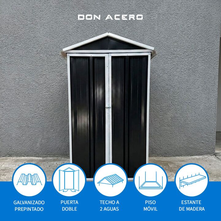 Armario Deposito Galpon de jardin 1x.58x2 Negro Piso + Estante Calibre 28 DON ACERO - Vista 4