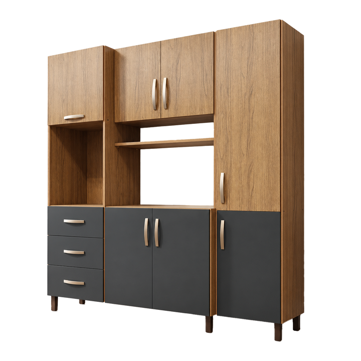 Despensero Organizador de Cocina Kit de 7 puertas y 3 cajones Grafito Teca Maximo Acapulco - Vista 7