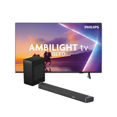 Combo Smart TV Philips 65" QLED 4K Ambilight + Barra Sonido Philips 740W