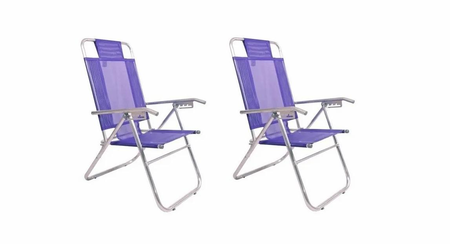 Combo 2 Reposeras Silla Alta Playa Aluminio 5 Pos Coversol