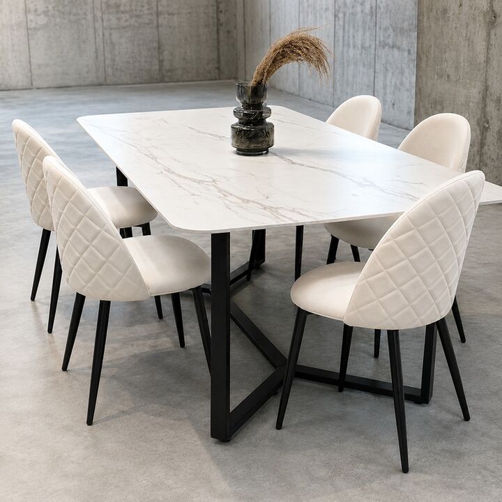 Juego de Comedor Albany Blanca + 6 Sillas Cheers Beige - Vista 1