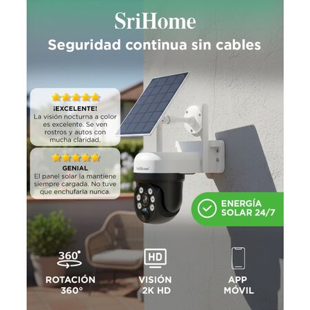 Cámara de Seguridad SriHome 2k 4mp Con Panel Solar