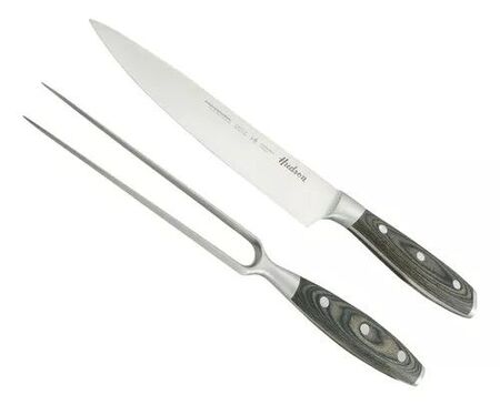 SET DE CUCHILLO LINEA BBQ CON TENEDOR TIPO TRINCHA MANGO MADERA