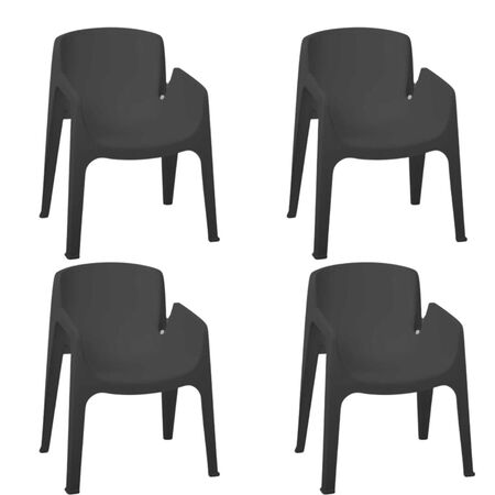 Silla Diseño Estilo Libre Apilable resistente Gris x 4