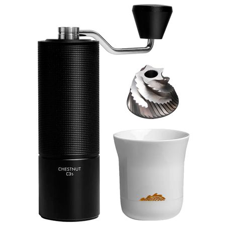 Kit TimeMore Molinillo de Cafe Repuesto de Acero Inoxidable mas Taza de Cafe Ceramica