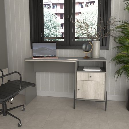 Escritorio Linea Metalwood 1 Cajon y 1 Puerta Tables Cod: 4255 Gris-Nevado