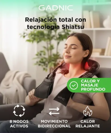Masajeador Cervical Gadnic ARCE 8 Nodos Shiatsu 24w