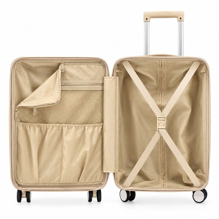 Valija Carry On Amayra Portanotebook Champagne 4 Ruedas 360° Candado Combinación - Vista 3