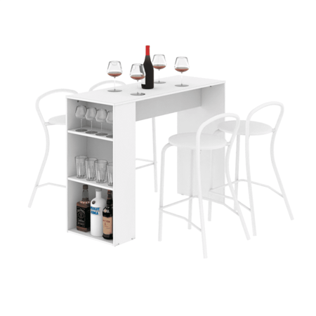 BARRA DESAYUNADORA MODERNA BLANCA CON ESTANTES  