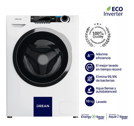 LAVARROPAS CARGA FRONTAL 10 KG 1200 RPM INVERTER DREAN LFDR1012SB0