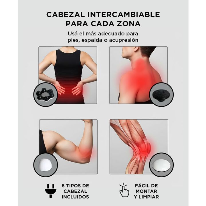 Masajeador Gadnic MAS28 De Mano Cuerpo Completo 6 Velocidades Terapia De Calor - Vista 3