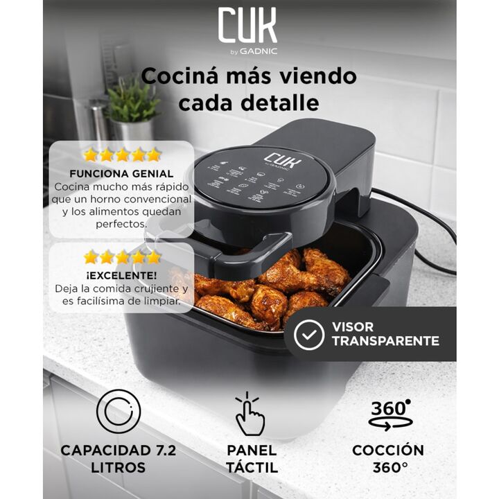 Freidora de Aire Future V7.2 Gadnic Tapa con Visor 7.2 litros - Vista 2