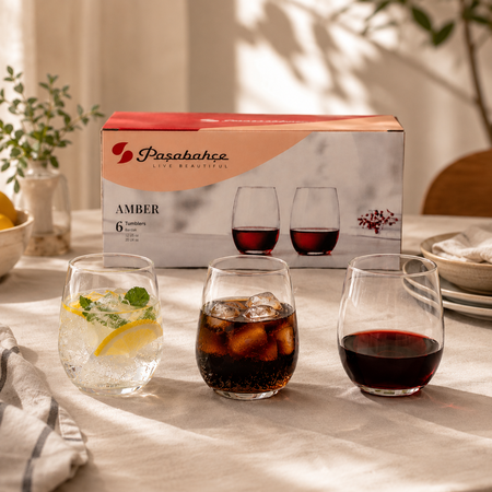 Set x6 Vasos Copon Vidrio Agua Vino Tragos 570 cc Pasabahce Amber