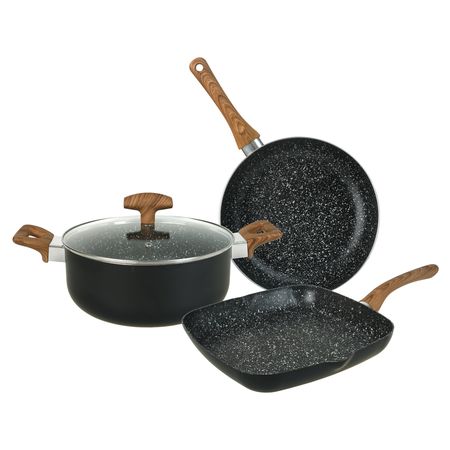 Bateria Cacerola Bifera Sarten Ceramica Antiadherente interior Ethno Aston