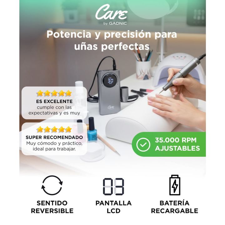 Torno Eléctrico de Uñas Gadnic Portatíl 35000 RPM Velocidad Ajustable - Vista 2