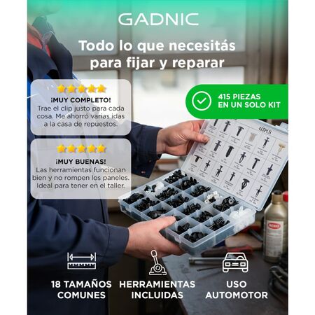 Kit de 415 Piezas Gadnic Clips Retención Extracción de Sujetadores Para Auto