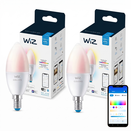 Wiz Lampara Led Vela Inteligente Wifi Rgb E14 Color X2 Un