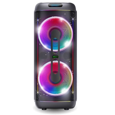 Parlante Gca Raptor Doble Woofer 15 Manija Ruedas Y Luces