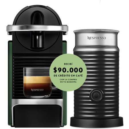 Cafetera Nespresso Pixie Green con Aeroccino A3KC62-AR-GRNE-EI