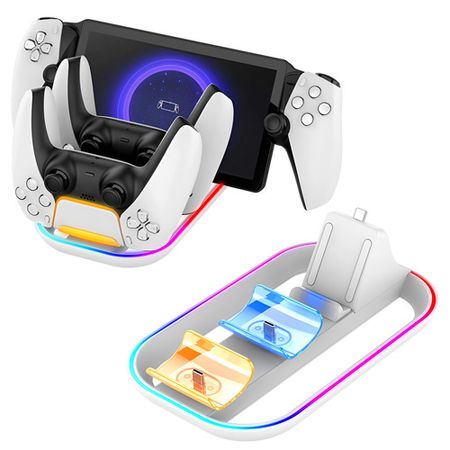 Dock De Carga 3 En 1 Con Luces Rgb Dehuka Compatible Con Ps5 Portal Y Controles