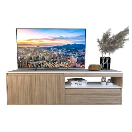 Mueble Rack TV Tables 2 Puertas y Cajon Cocobolo Blanco 4028-CCB