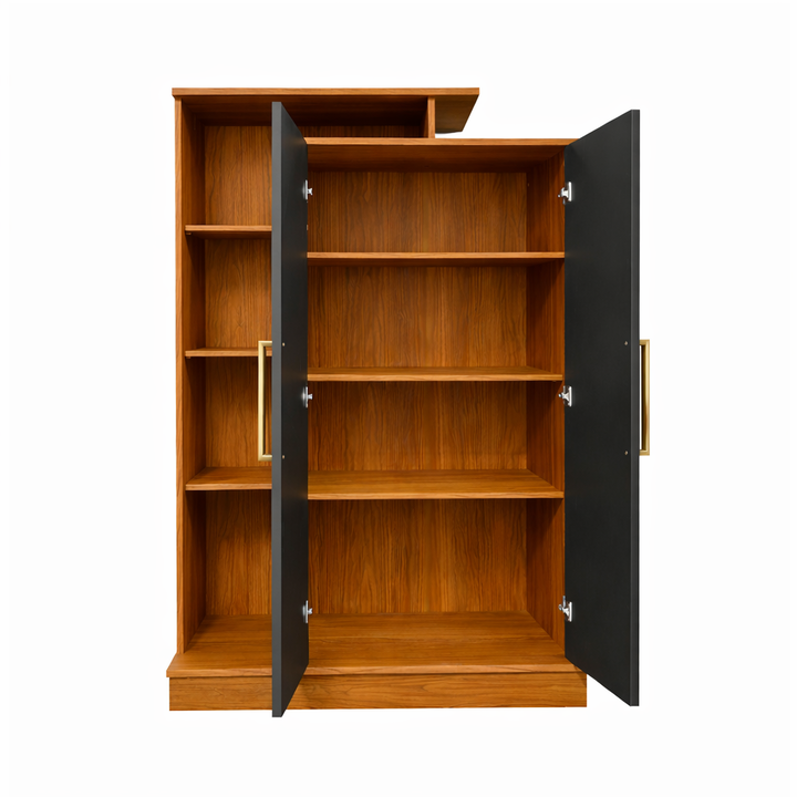 Modular Multifuncion 2 Puertas y 3 Estantes Organizador Grafito Teca Maximo Fortaleza - Vista 3