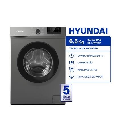 Lavarropas Inverter Hyundai 6.5 Kg Carga Frontal 1200 Rpm Color Gris
