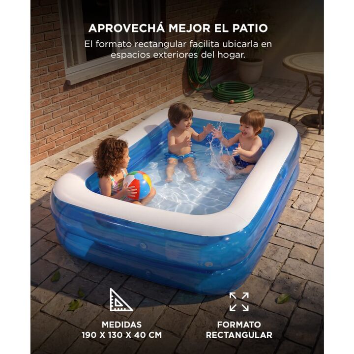 Pileta Inflable Rectangular Gadnic Familiar 1530 Lt PVC - Vista 3