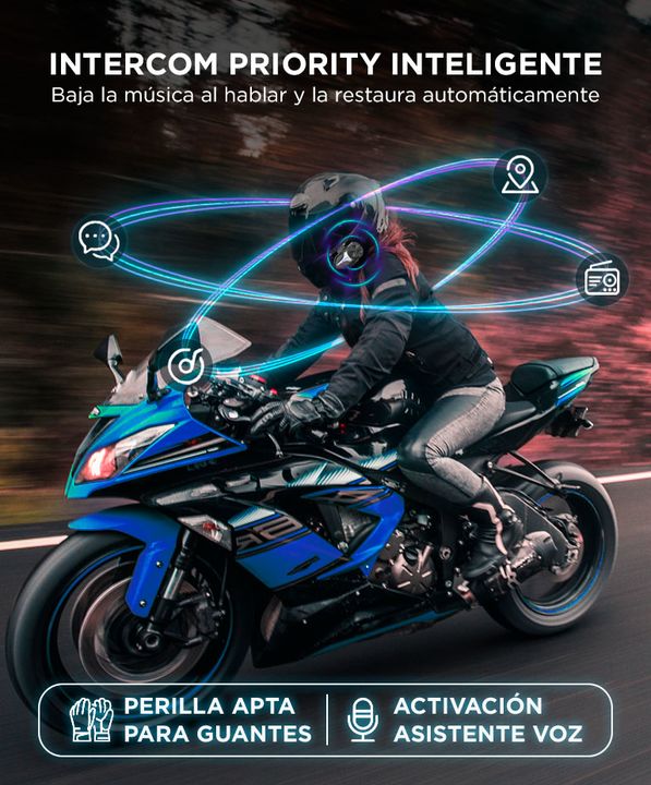 Intercomunicador Moto Moman CP-X Cancelacion de ruido Activo 2000mts rango 24 Personas - Vista 5