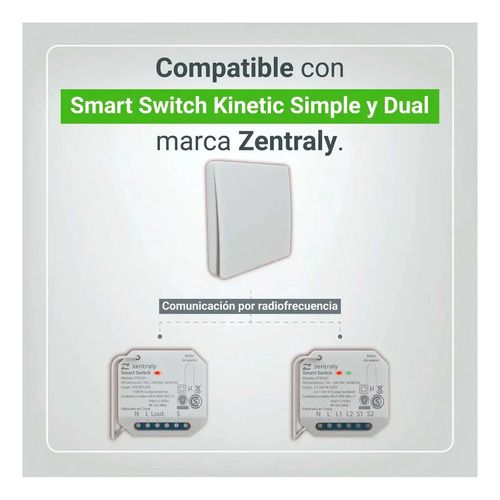 Zentraly Smart Switch Dual Y 2 Llaves Doble Kinetic - Vista 5