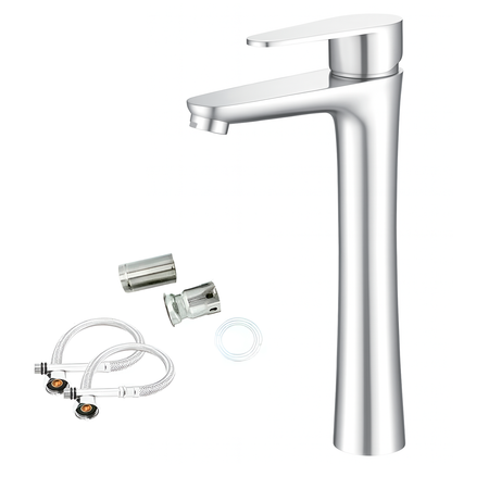 Griferia Lavatorio Monocomand Alto Novohome Acero Inox Cromo