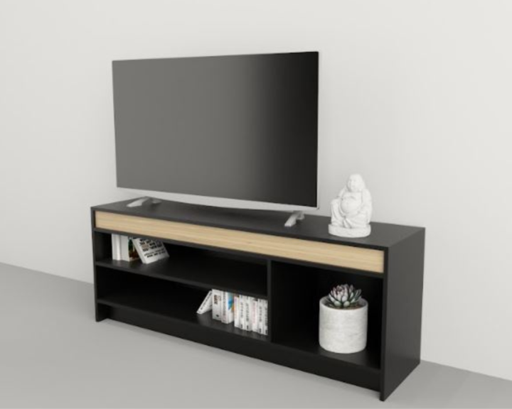 Mesa Tv Linea Home 1 Estante 1150 Negro/Olmo Tables - Vista 4