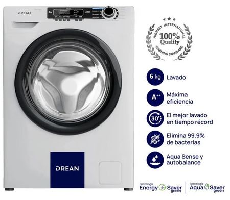 Lavarropas Drean 6kg Lcfdr0610lb0 1000 R Blanco A++ Inverter Blanco