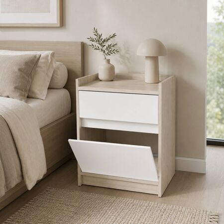Mueble Mesa de Luz Tables 1 Cajon 1 Puerta Cocobolo Blanco 6521-CCB