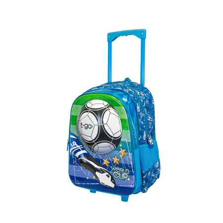 Mochila Carrito Nene Niño Escolar Reforzada Diseño 3D Futbol QD39