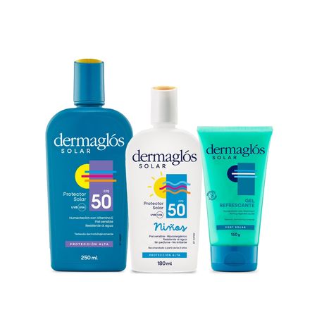 Dermaglos Set Protector Solar Fps50 + Niños + Gel Post Solar