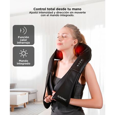 Masajeador Gadnic Cedro Cervical 8 Nodos Shiatsu Terapia de Calor 3 Niveles