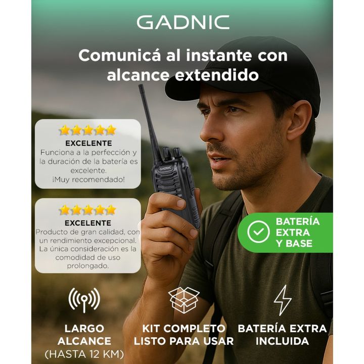 Handy Gadnic WK99U 5w 16CH UHF Hasta 10km + Manos Libres - Vista 2