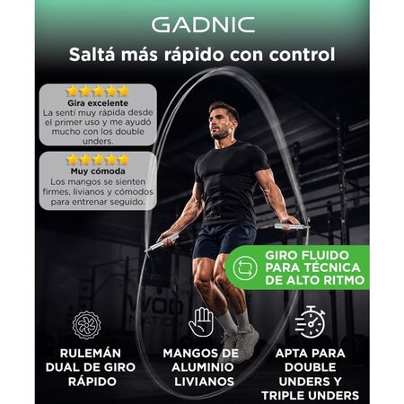 Soga Para Saltar Crossfit Gadnic Aluminio Con Rulemán Dual Cable De Acero Recubierto Ajustable 3M