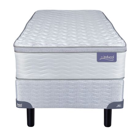 Colchon y Sommier Inducol April 1 Plaza 80x190x24 Resortes Bonnell y Pillow Top Blanco