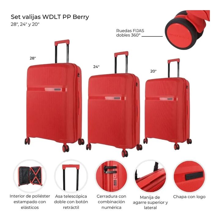 Set Valijas Wanderlust 20 24 Y 28 Expandible Cerradura 48234 - Vista 4