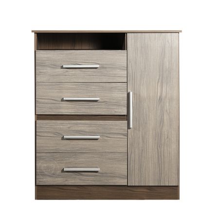 Cómoda Tv Máximo 1 puerta 4 cajones Pinot - Nogal