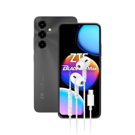Combo ZTE V80 Max 4+256GB Negro + Auriculares Manos Libres Dekkin USB-C
