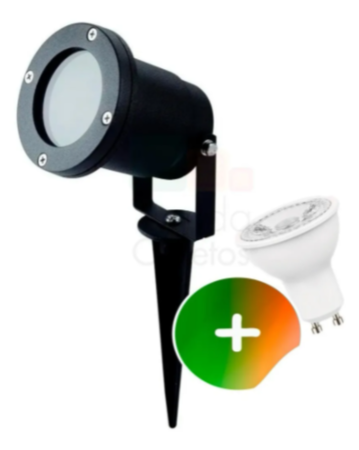 Aplique Exterior Estaca Jabalina Dicroica Negro Con Spot Led 7W Frio