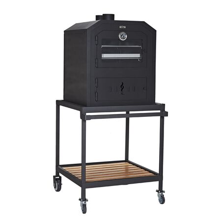 Horno Ñuke 90cm A Leña Con Carro 2 Parrillas y Bandeja Acero